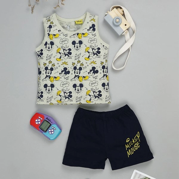 Bộ sát nách bé trai Rabity 5.710 màu be - đen 1