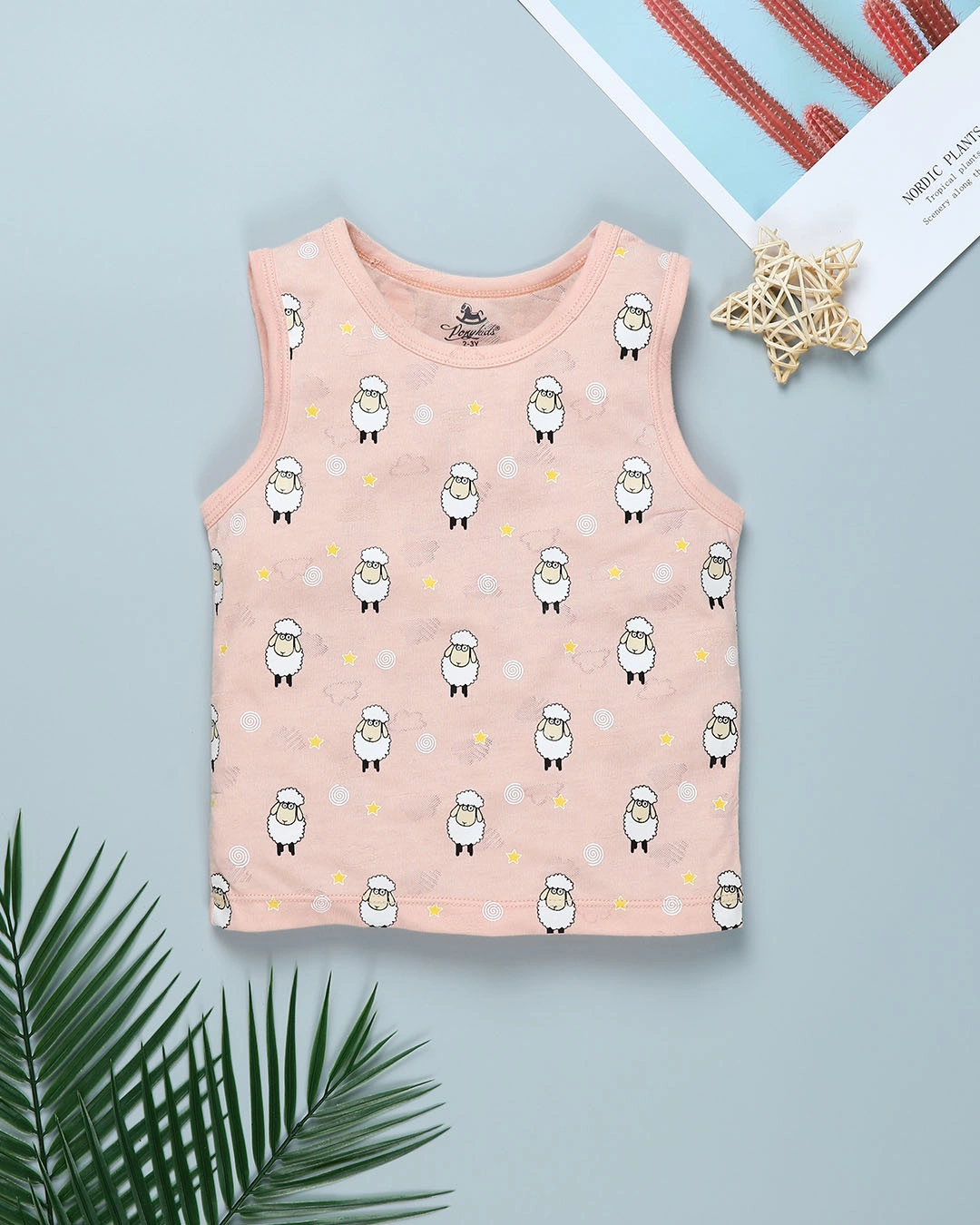 Bộ sát nách bé trai Pony Kids in hình cừu màu hồng 2