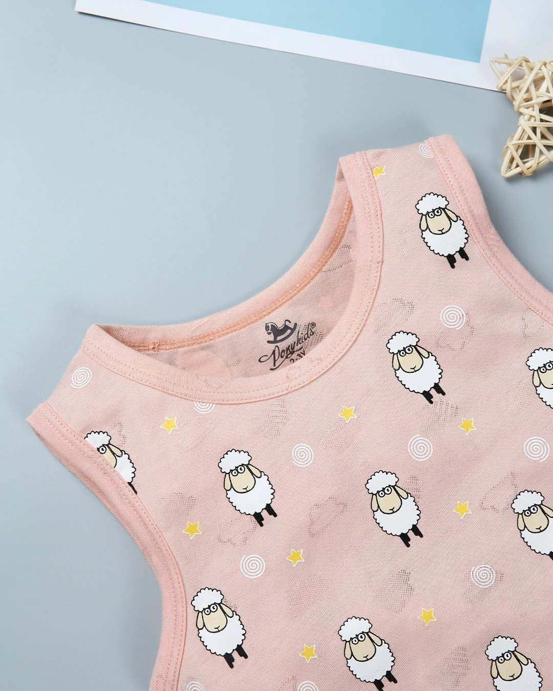 Bộ sát nách bé trai Pony Kids in hình cừu màu hồng 4