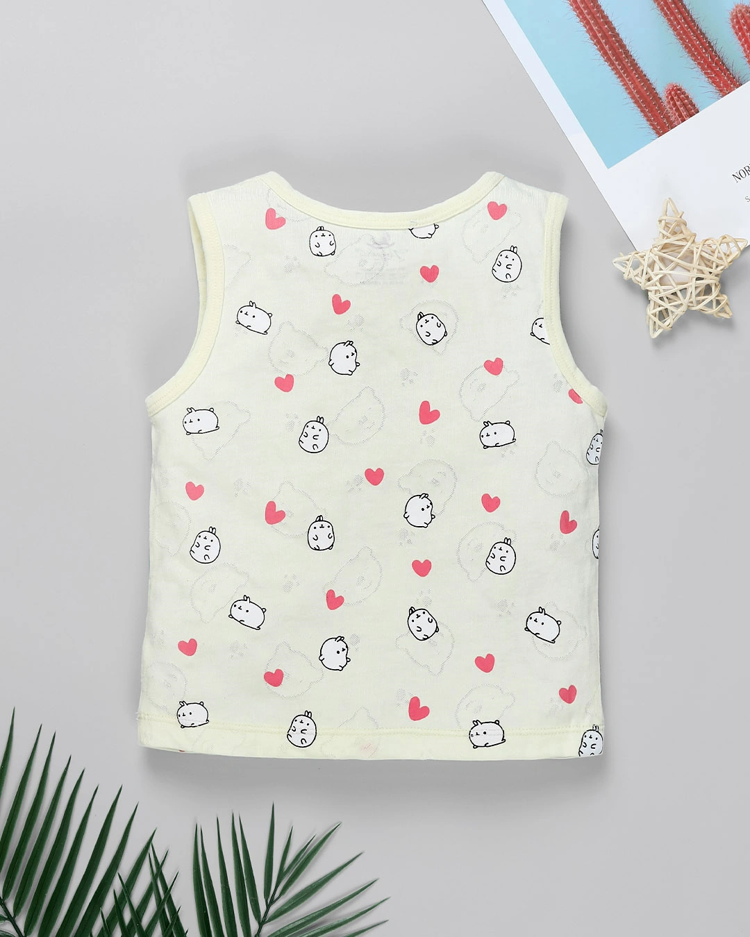 Bộ sát nách bé trai Pony Kids in tràn hình gấu màu vàng nhạt 3