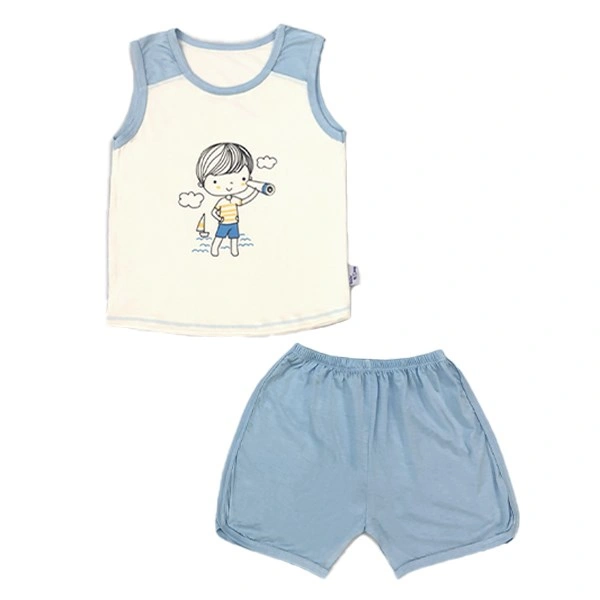 Bộ sát nách bé trai BabyMommy màu trắng - xanh lá 11