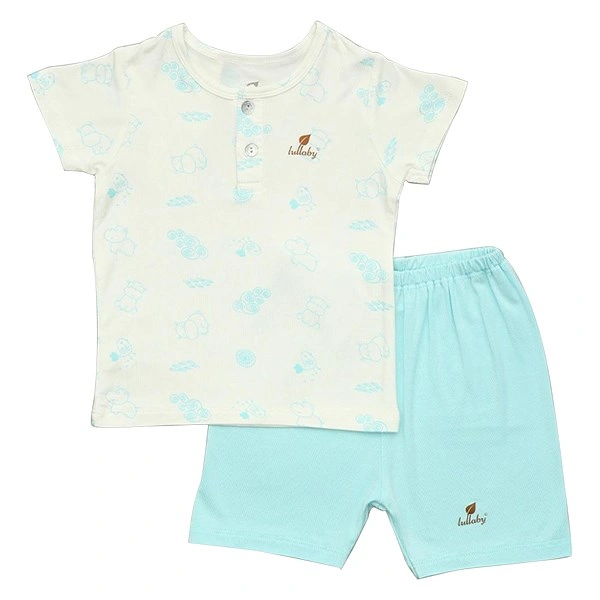 Bộ tay ngắn bé trai Lullaby NH654P màu trắng - xanh 1