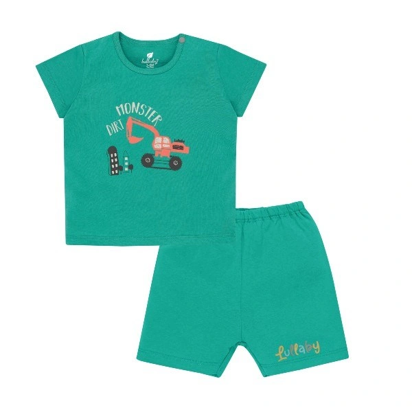 Bộ tay ngắn bé trai Lullaby NH301M màu trắng - xanh lá nhạt 5