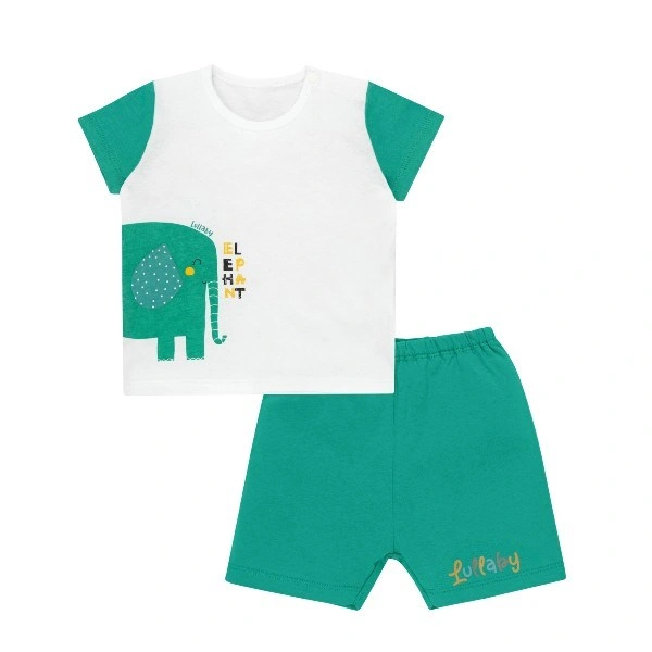 Bộ tay ngắn bé trai Lullaby NH301M màu trắng - xanh lá nhạt 9