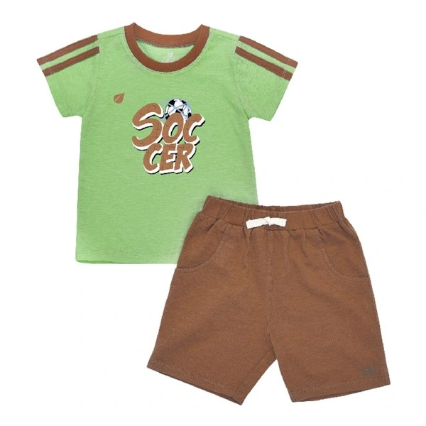 Bộ tay ngắn bé trai Lullaby FOOTBALL NH375M màu xanh lá - nâu 1