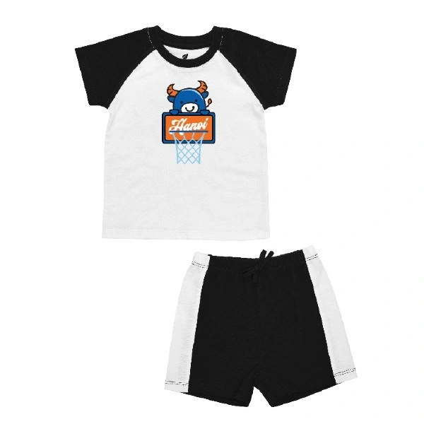 Bộ tay ngắn bé trai Lullaby HNB303M màu trắng - đen 1