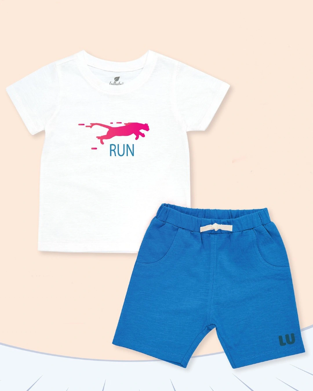 Bộ tay ngắn bé trai Lullaby RUN NH374M màu trắng - đỏ 11