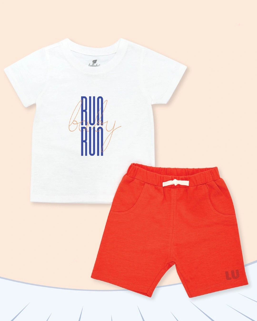 Bộ tay ngắn bé trai Lullaby RUN NH374M màu trắng - đỏ 2