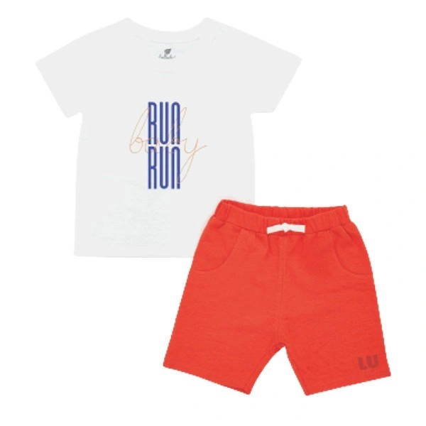 Bộ tay ngắn bé trai Lullaby RUN NH374M màu trắng - đỏ 1