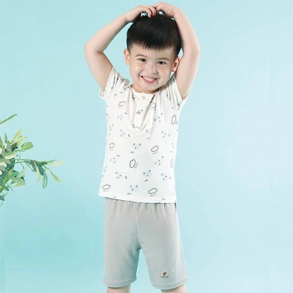 Bộ tay ngắn bé trai Lullaby NH110V màu xanh nhạt 6