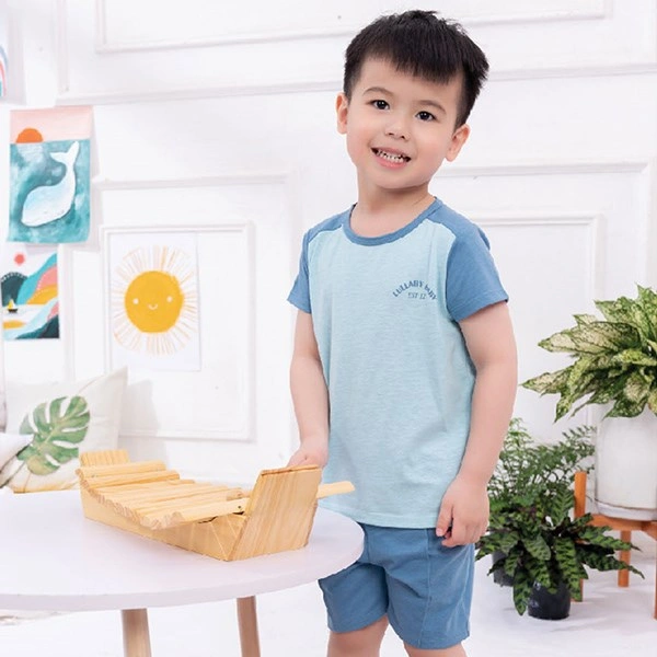 Bộ tay ngắn bé trai Lullaby NH157V màu kem - nâu 6