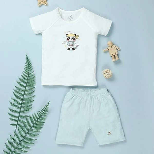 Bộ tay ngắn bé trai Lullaby NH215V màu trắng - xanh 1