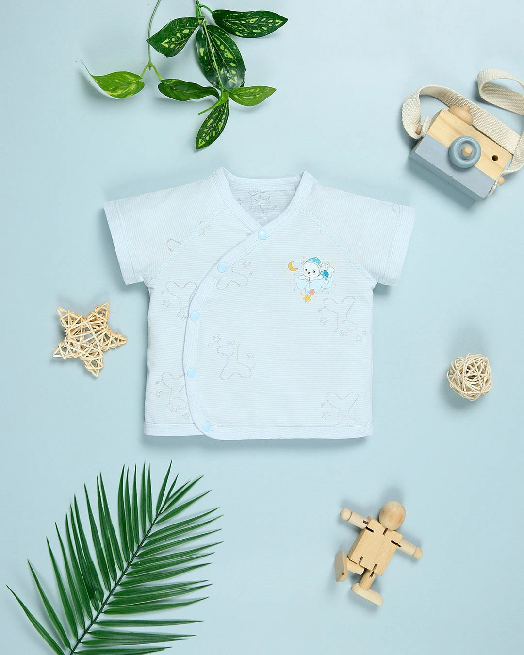 Bộ tay ngắn bé trai Pony Kids cài chéo in gấu màu vàng 14