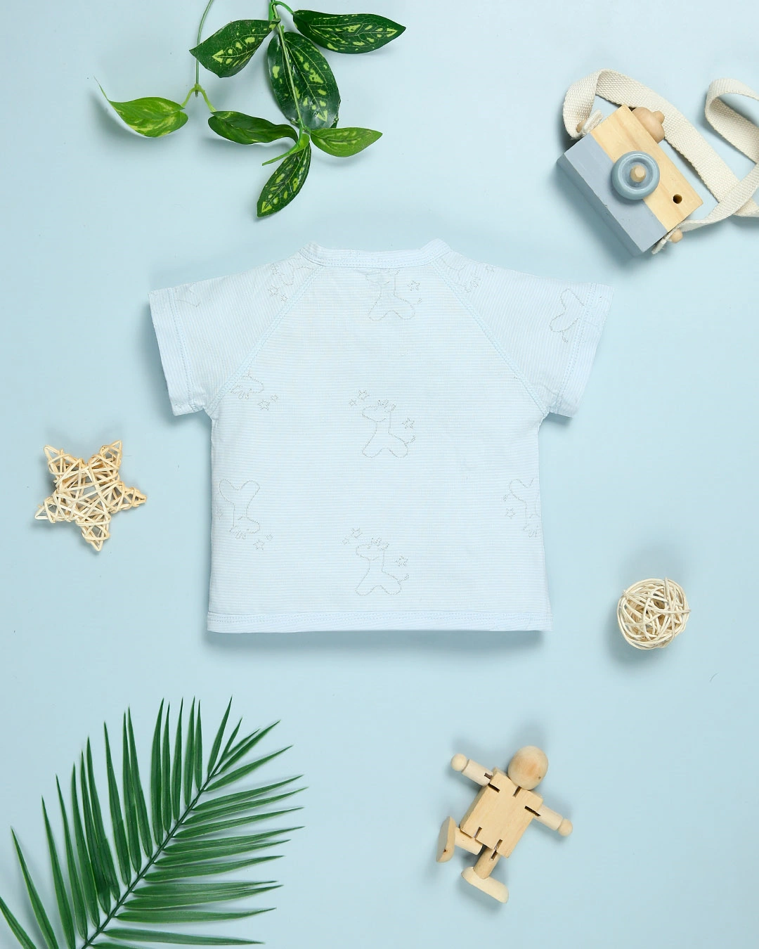 Bộ tay ngắn bé trai Pony Kids cài chéo in gấu màu vàng 15