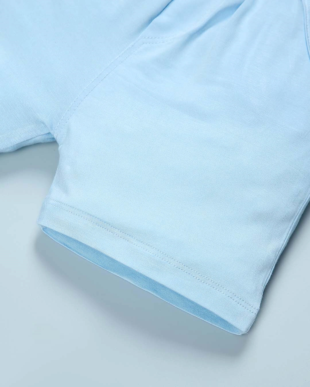 Bộ tay ngắn bé trai BabyMommy cài vai in chim màu trắng - xanh 11