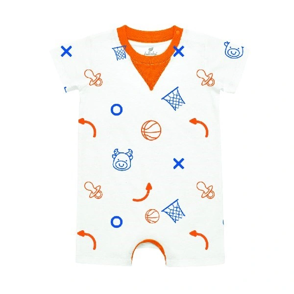 Romper bé trai Lullaby HNB305M màu trắng - cam 1