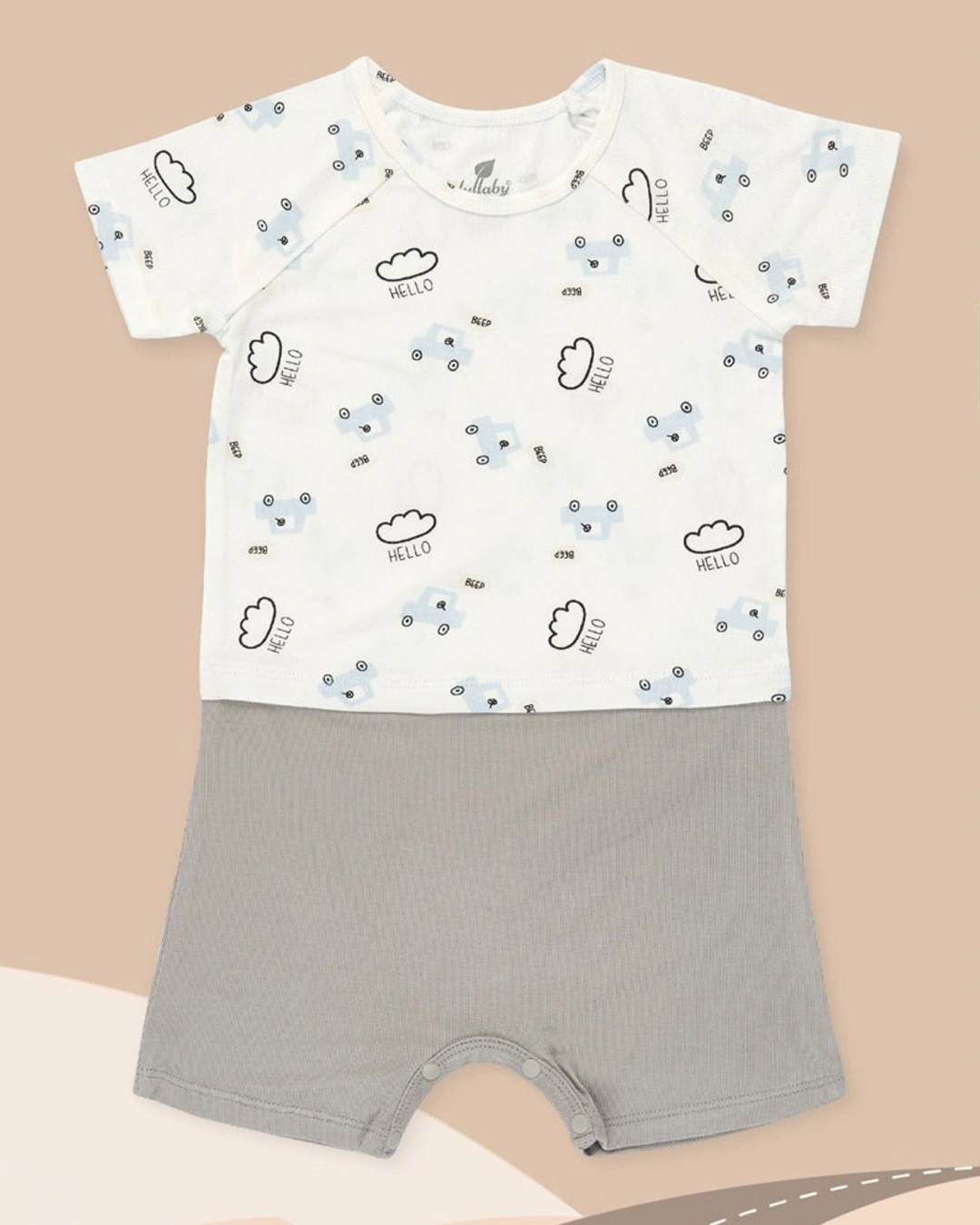 Romper bé trai Lullaby NH113V màu trắng - ghi 2