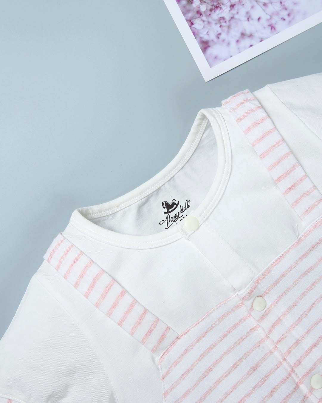 Bodysuit bé trai Pony Kids kẻ ngang màu cam 3
