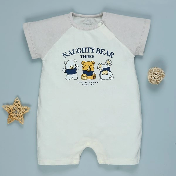 Bodysuit bé trai Pony Kids in 3 chú gấu màu trắng - ghi 1