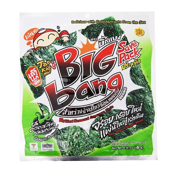 Snack rong biển vị truyền thống Tao Kae Noi Big Bang 6g (từ 1 tuổi) 1