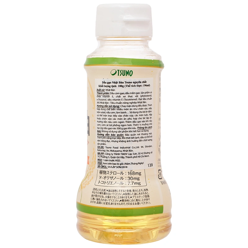 Dầu gạo Tsuno ăn dặm cho bé chai 180g (từ 6 tháng) 2