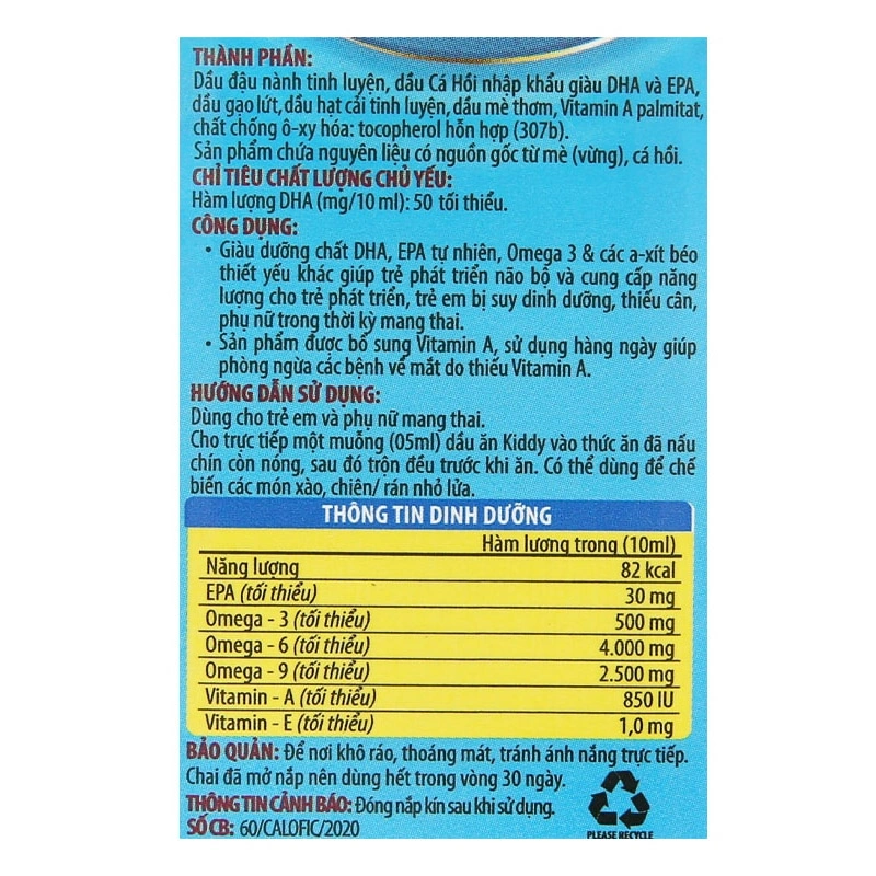 Dầu oliu Kiddy ăn dặm cho bé chai 250 ml (từ 6 tháng) 9