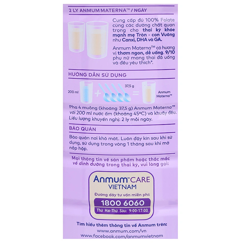 Sữa bầu Anmum Materna hương vani 800g 11