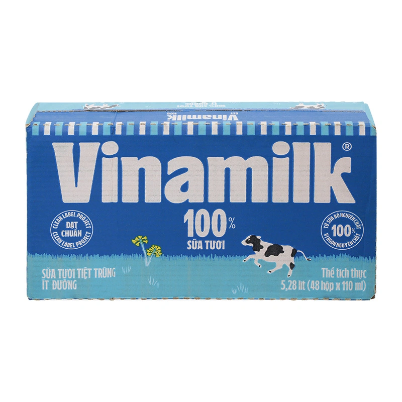 Thùng 48 hộp sữa tươi tiệt trùng Vinamilk ít đường 110 ml (từ 1 tuổi) 3