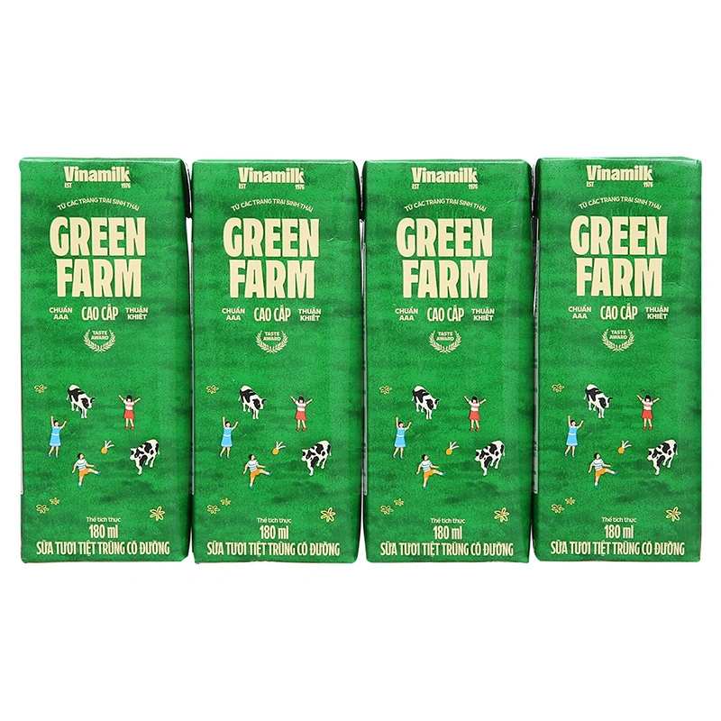 Lốc 4 hộp sữa tươi Vinamilk Green Farm có đường 180 ml (từ 1 tuổi) 3