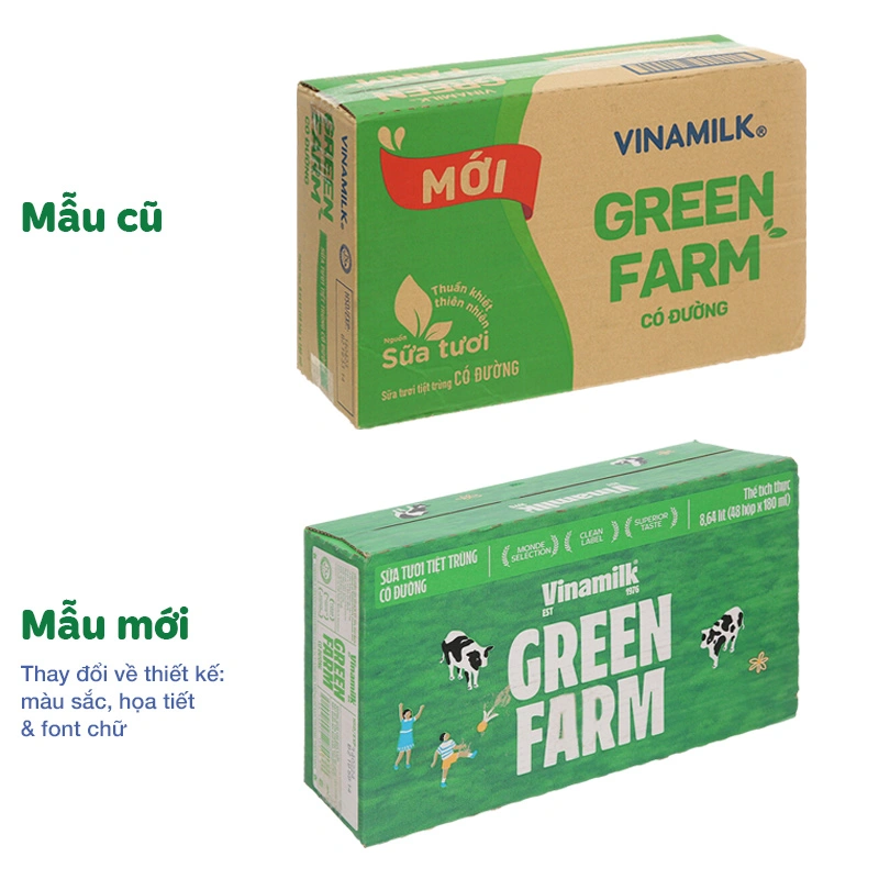 Thùng 48 hộp sữa tươi Vinamilk Green Farm có đường 180 ml (từ 1 tuổi) 2