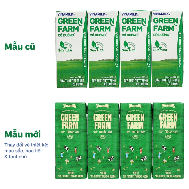 Thùng 48 hộp sữa tươi Vinamilk Green Farm có đường 180 ml (từ 1 tuổi) 3