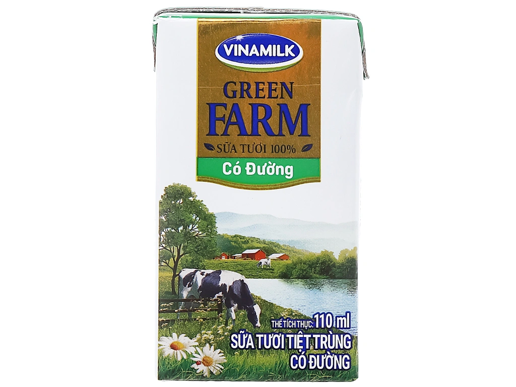 Sữa tươi tiệt trùng có đường Vinamilk Green Farm hộp 110ml 1