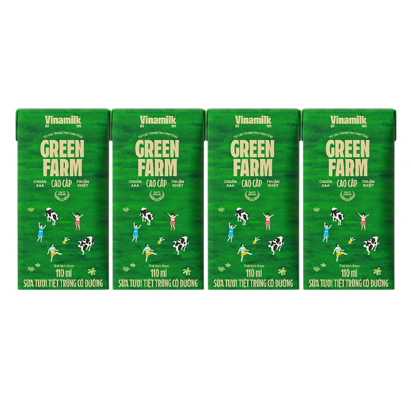 Thùng 48 hộp sữa tươi tiệt trùng Vinamilk Green Farm có đường 110 ml (từ 1 tuổi) 3