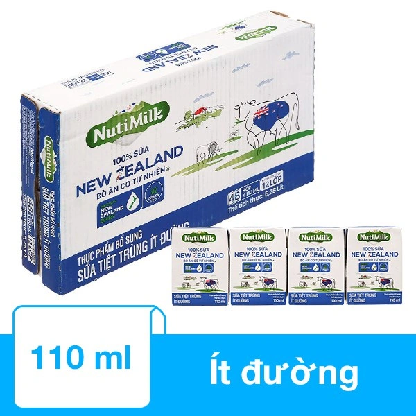 Lốc 4 hộp sữa tiệt trùng Nutimilk New Zealand ít đường 110 ml (từ 1 tuổi) 3