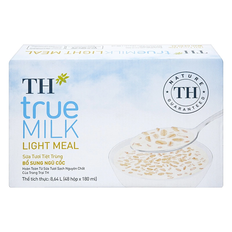 Thùng 48 hộp sữa tươi tiệt trùng TH true MILK Light Meal ngũ cốc ít đường 180 ml (từ 1 tuổi) 3
