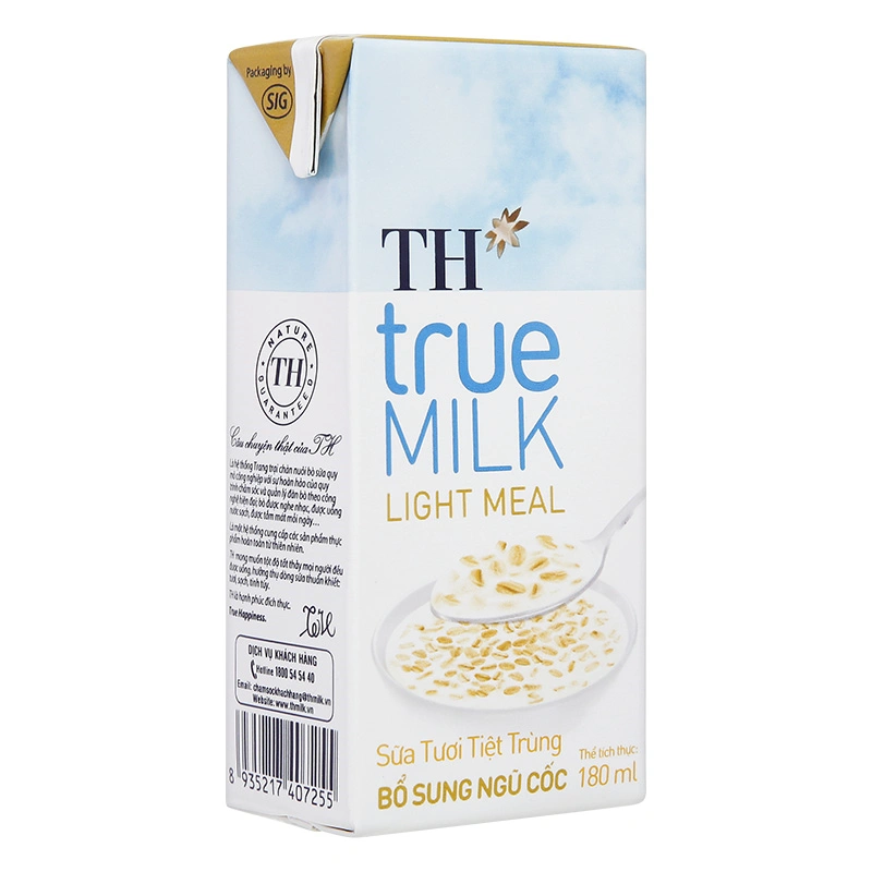 Thùng 48 hộp sữa tươi tiệt trùng TH true MILK Light Meal ngũ cốc ít đường 180 ml (từ 1 tuổi) 8