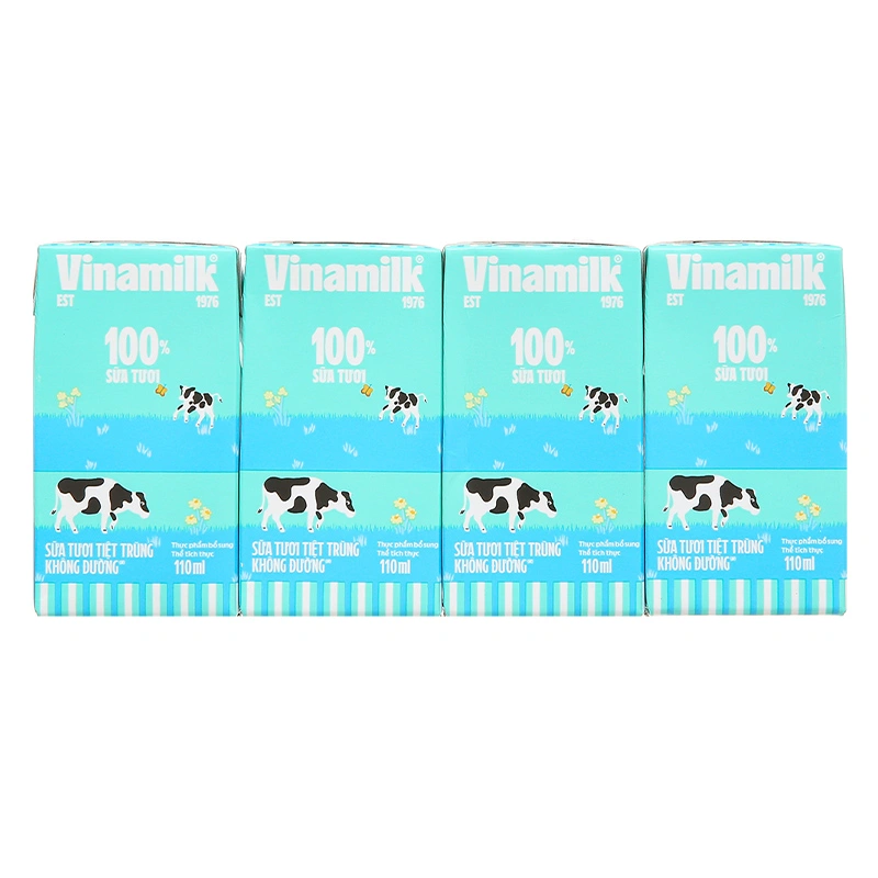 Lốc 4 hộp sữa tươi tiệt trùng Vinamilk không đường 110 ml (từ 1 tuổi) 2