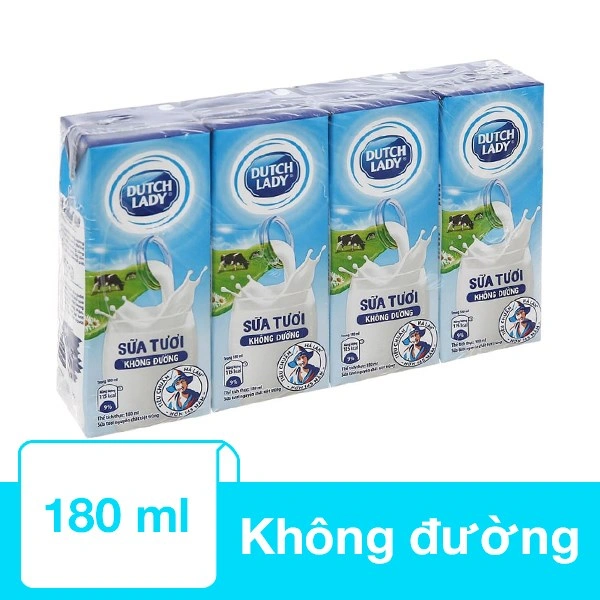 Thùng 48 hộp sữa tươi Dutch Lady không đường 180 ml 3