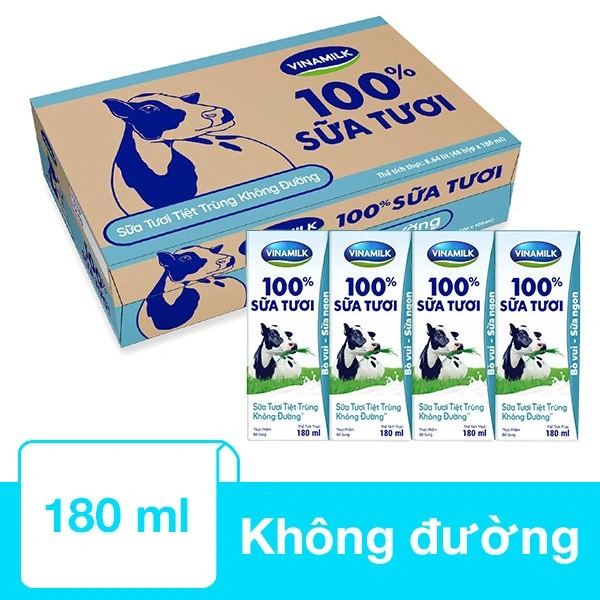 Lốc 4 hộp sữa tươi tiệt trùng Vinamilk không đường 180 ml (từ 1 tuổi) 3