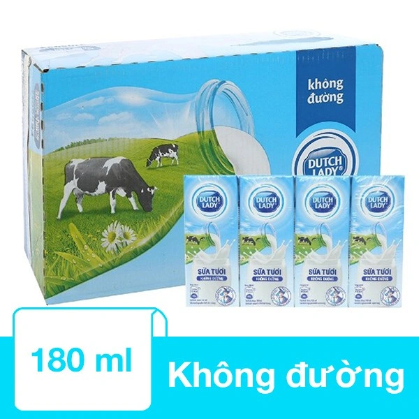 Thùng 48 hộp sữa tươi Dutch Lady không đường 180 ml 1