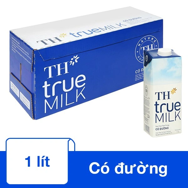Thùng 12 hộp sữa tươi tiệt trùng TH true MILK có đường 1 lít (từ 1 tuổi) 1