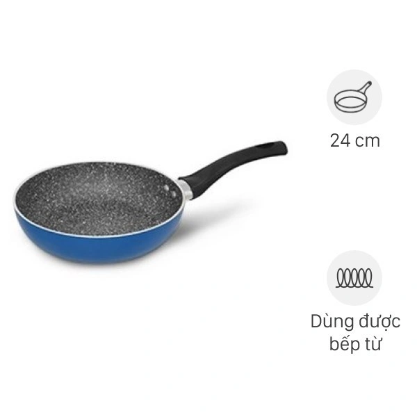 Chảo nhôm chống dính vân đá đáy từ 24 cm Elmich Colosseum Y1 EL-3719 Xanh dương 1