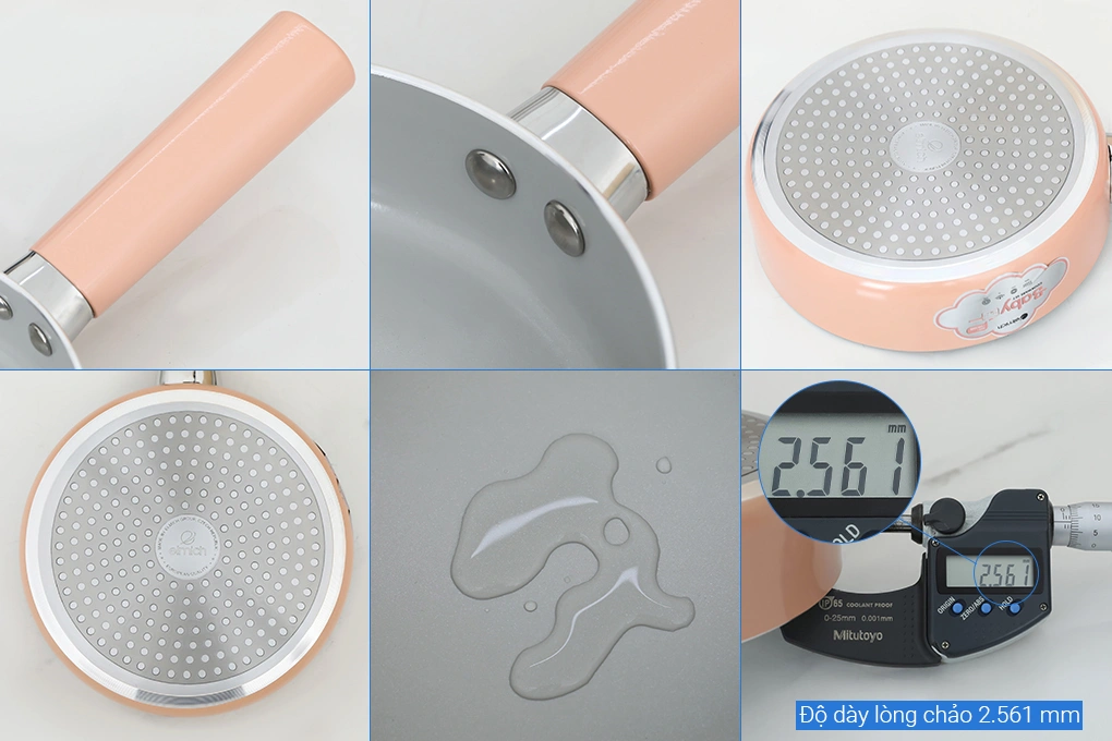 Bộ chảo quánh nhôm chống dính nắp kính Elmich Baby EL-1169AP 13