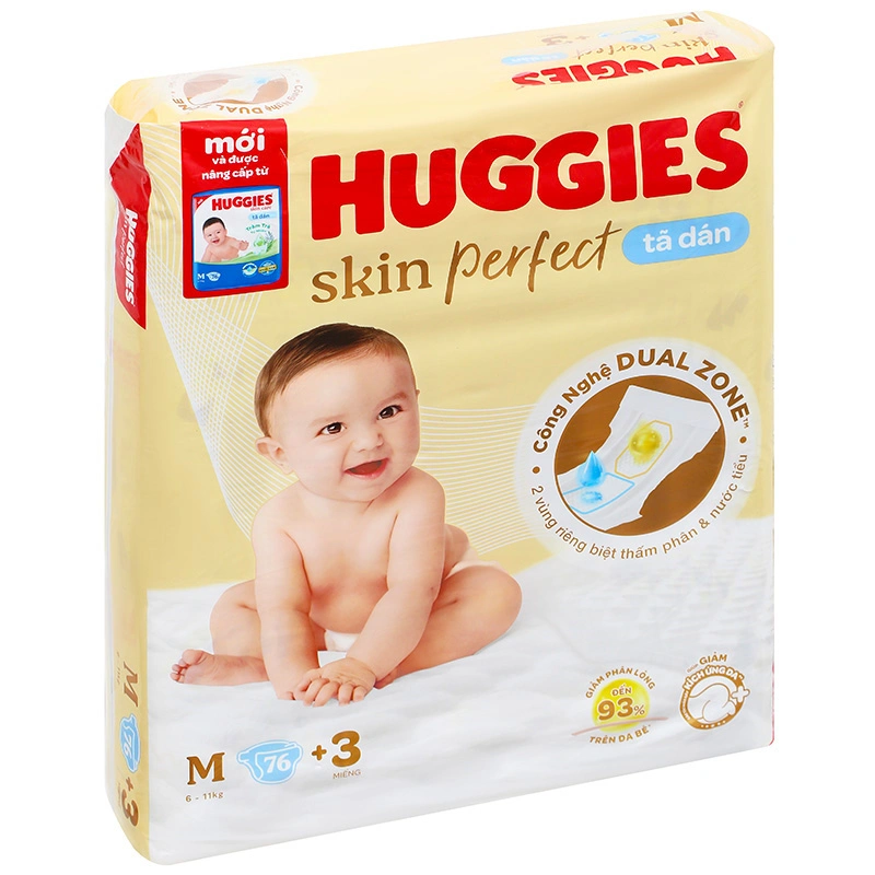 Tã dán Huggies Skin Perfect size M 76 + 3 miếng (6 - 11 kg) - Giao bao bì cộng miếng ngẫu nhiên 4
