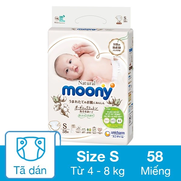 Tã dán Moony Dịu nhẹ size NB 60 + 6 miếng (Dưới 5 kg) - Giao bao bì ngẫu nhiên 45