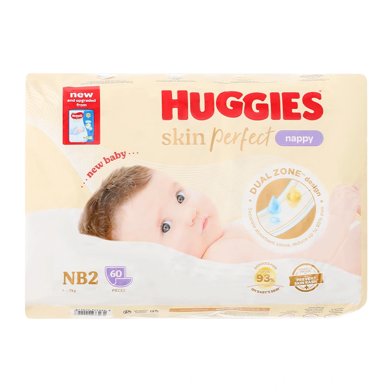 Miếng lót Huggies Skin Perfect size NB2 60 miếng (4 - 7 kg) - Giao bao bì ngẫu nhiên 3