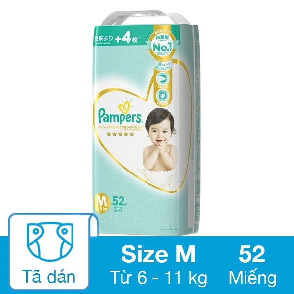 Tã dán Pampers cao cấp size M 52 miếng (6 - 11 kg) 1