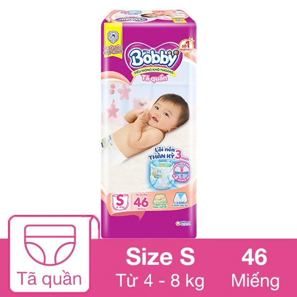 Tã quần Bobby size S 46 miếng (4 - 8 kg) 1