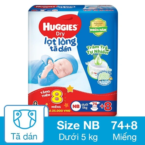 Tã dán Huggies Dry size NB 74 + 8 miếng (Dưới 5 kg) 1