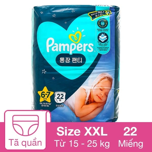 Tã quần ban đêm Pampers ngủ ngon size XXL 22 miếng (15 - 25 kg) 1